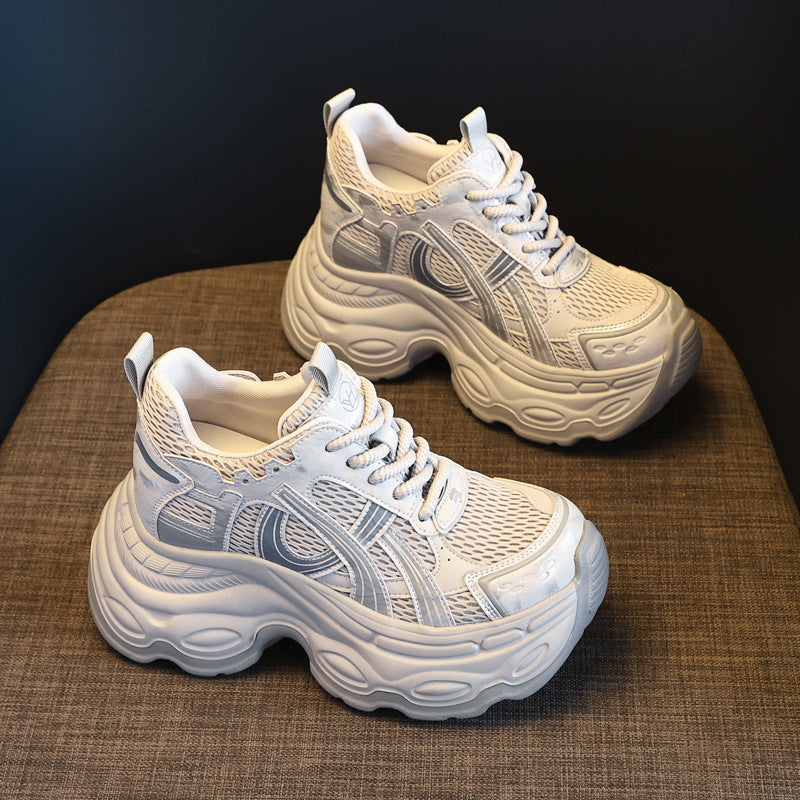 Women's Bottom Height Increasing Insole Mesh Breathable For Spring Muffin Sports Casual Shoes