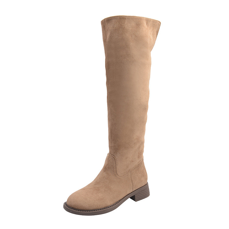 Women's Large Size Suede Skinny High Leg Boots