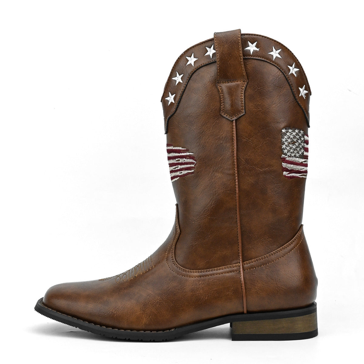 Men's Personality Fashion Design Cowboy Five-pointed Star Suit Men's Leather Boots