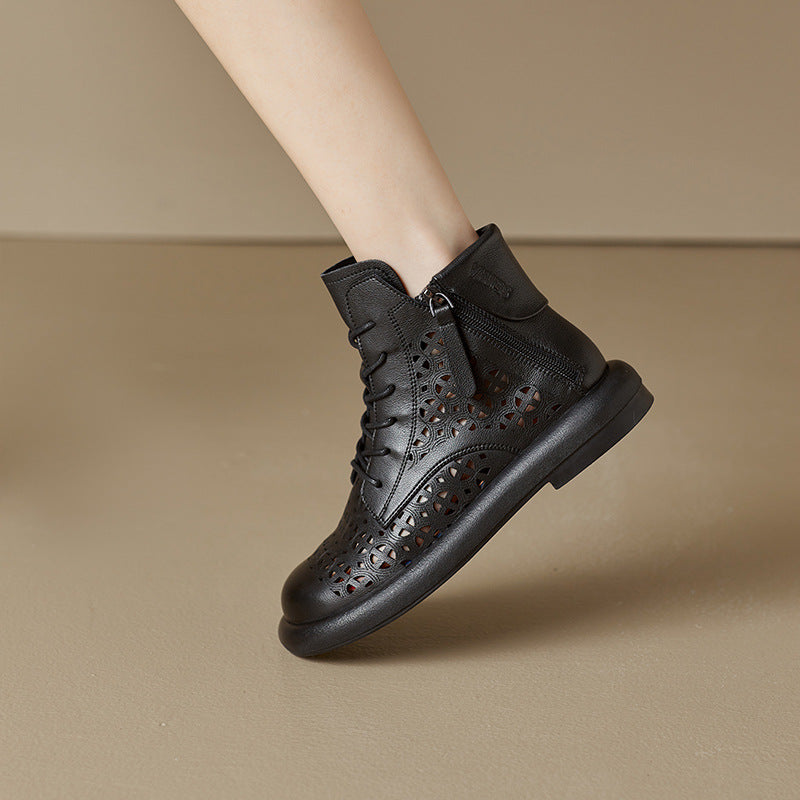 Women's Authentic Hollow Out Martin Korean Double-sided Boots
