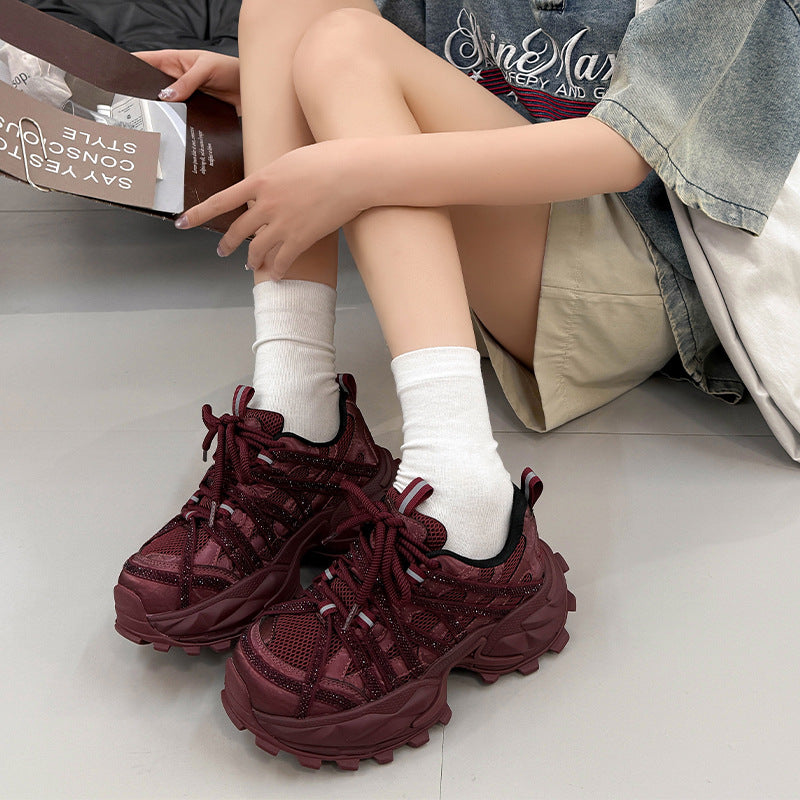 Women's Diamond Platform Dad Retro Mesh Breathable Versatile Women's Sports Shoes