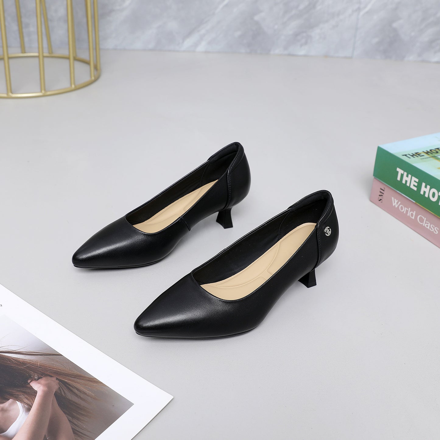 Women's Genuine Chunky Low-cut Spring Formal Wear High Heels