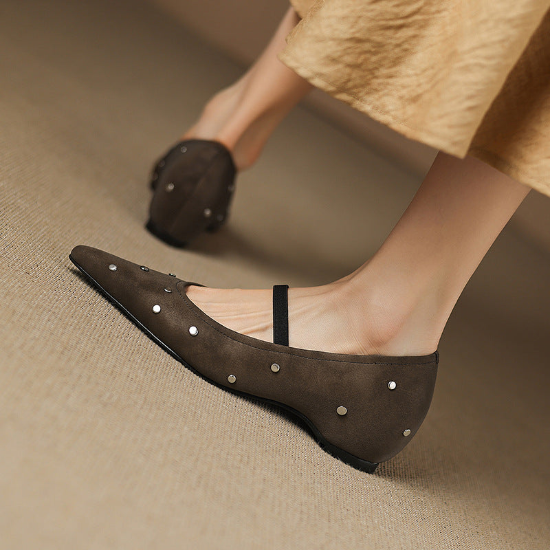 Increasing Insole Rivet Shallow Mouth Strap Mary Jane Female Commuting Women's Fashion Shoes