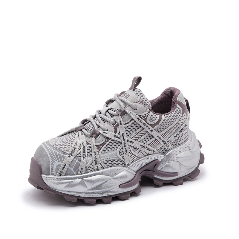 Women's Mesh Breathable Dad Thick Sole Height Sports Casual Shoes